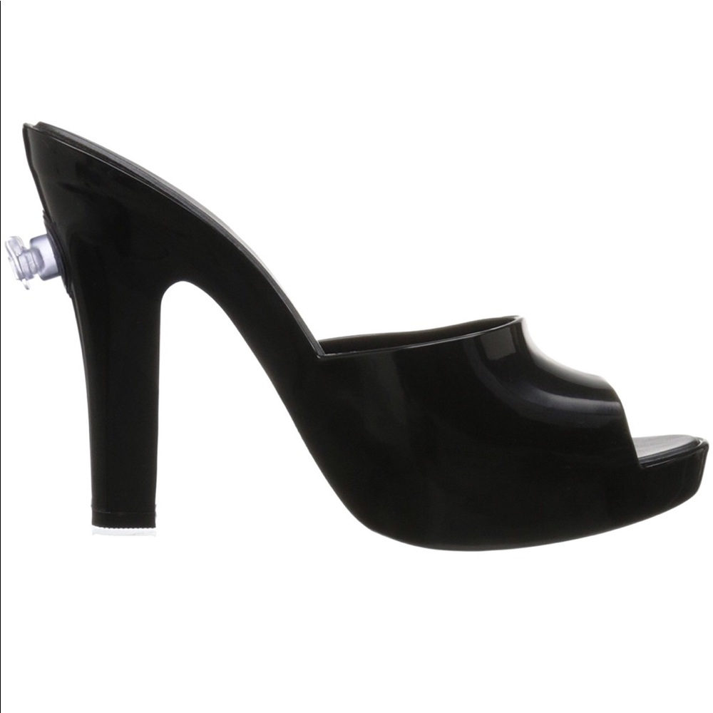 🔥Jeremy Scott Melissa barbie Black heels 7 mules